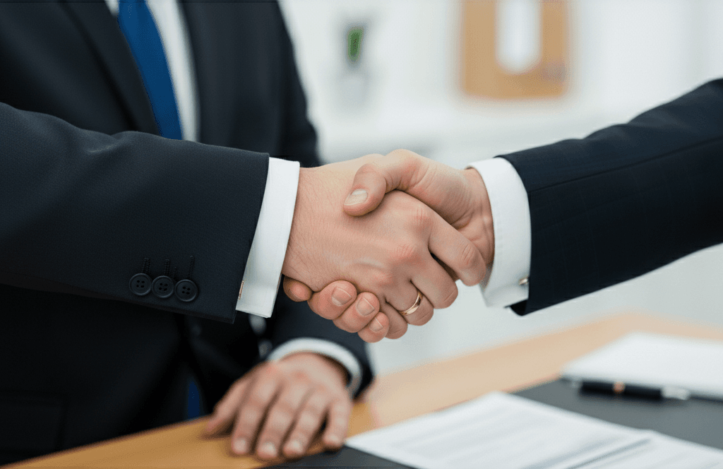 Handshake between two people